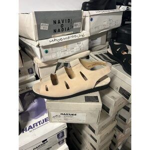 Vintage Hartjes Women's Stone Nubuck 4 Strap Sling-back‎ Sandals 15932